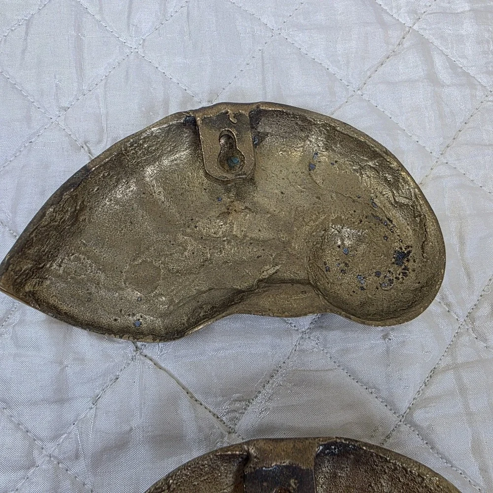 Vintage MCM Solid Brass Sea Shells Starfish Wall Hanging Decor Set of 4 Art Deco
